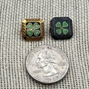 4-H Gold Pin Lot 7th Year Member Standard SIlver 0.5 In Green Four Leaf Clover